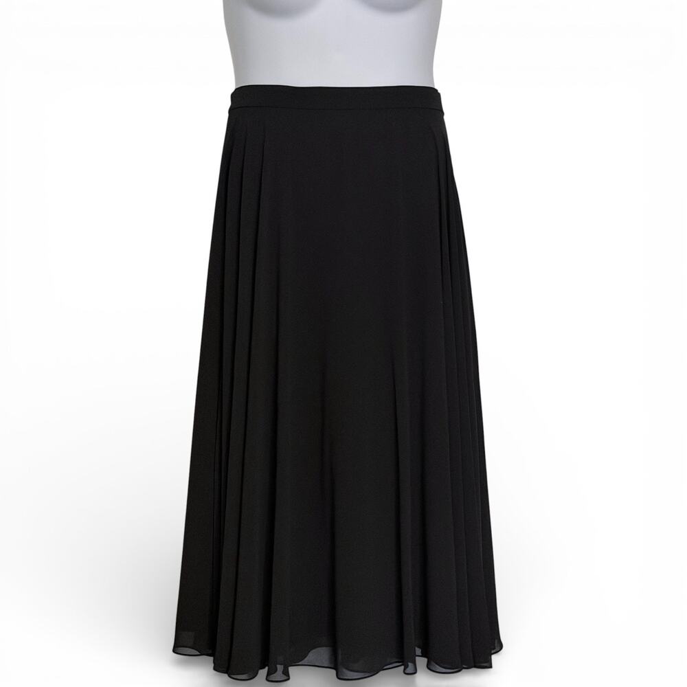 Vintage 90s Nicole Summers Black Chiffon Maxi Skirt Pleated A Line Flowy Size L